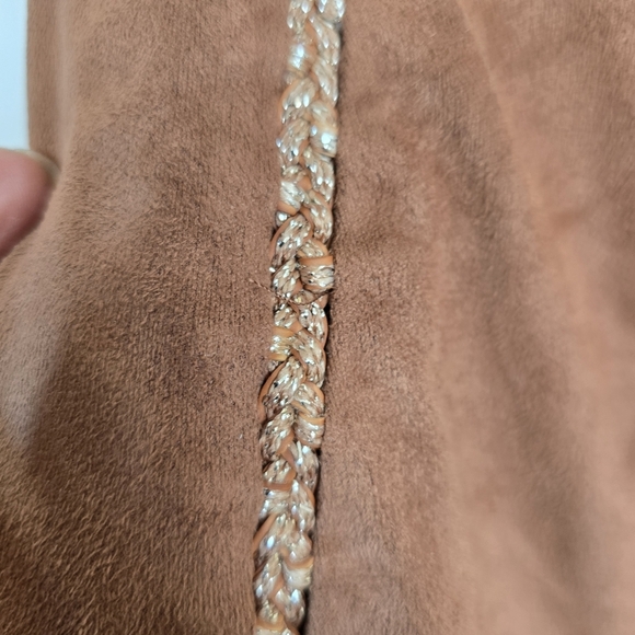 House Of CB Alanis Brown Faux Suede Fitted Midi Dress XS - Picture 7 of 12